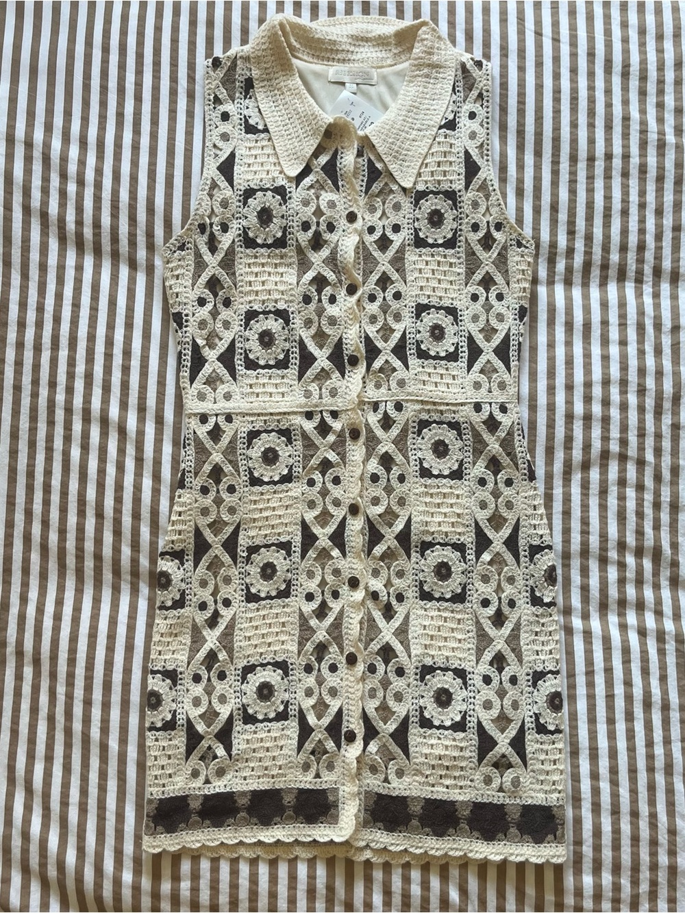 Sleeveless Crochet Overlay Dress in Cream